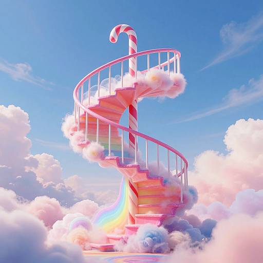 Whimsical Candy Cane Spiral Staircase