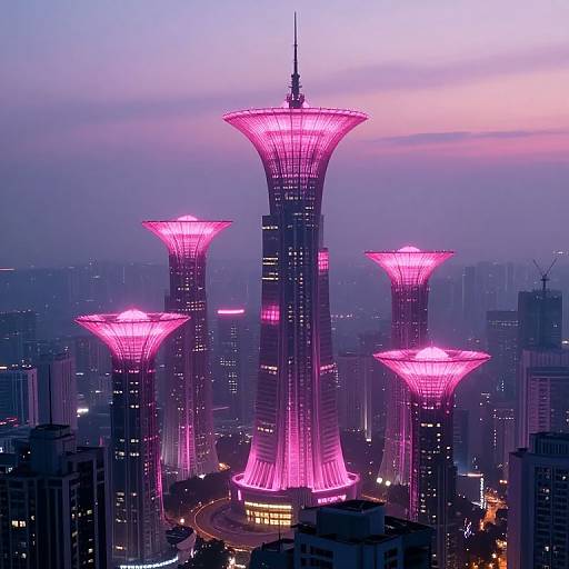 Futuristic Metropolis with Bioluminescent Glow