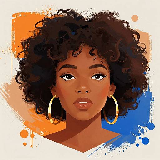 Vibrant Portrait of Woman with Afro