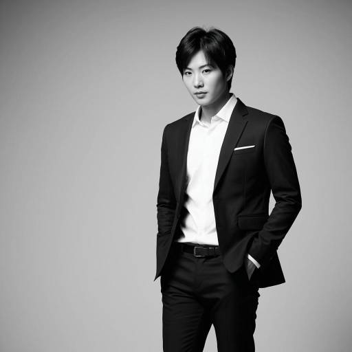 Elegant Asian Man in Black Suit