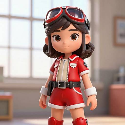 Young Girl in Aviator Outfit CGI