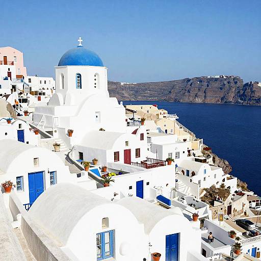 Sunlit Mediterranean Village Scene