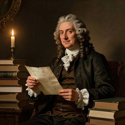 Charismatic Voltaire in Candlelit Study