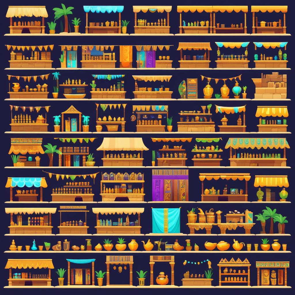 Vibrant Egyptian Marketplace Sprite Sheet