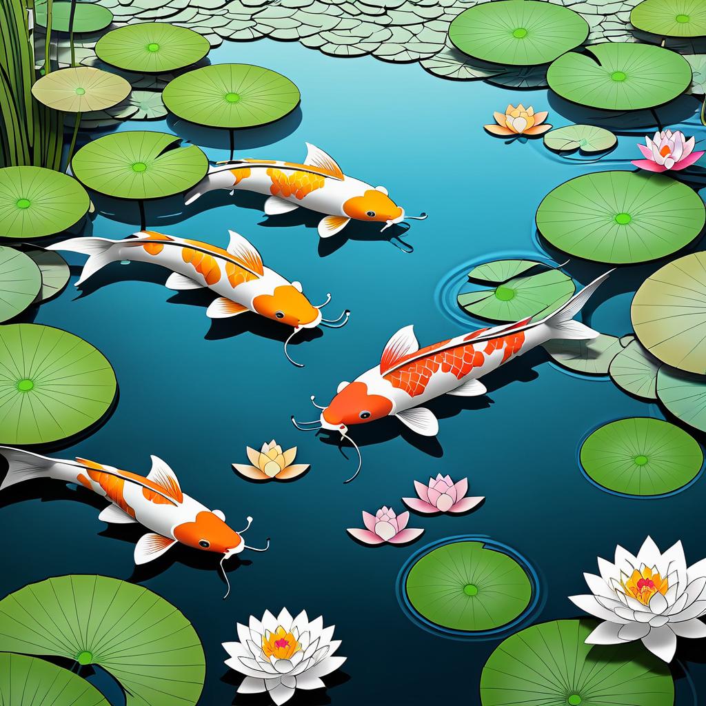 Serene Koi Pond Coloring Page