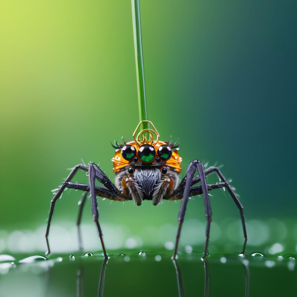 Macro Spider with Tiny Umbrella