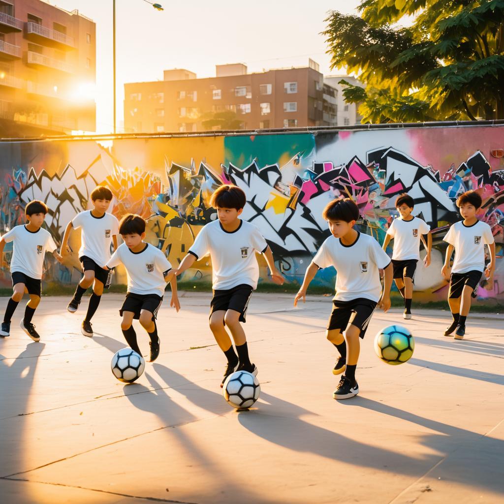 Urban Soccer Boys in Golden Hour