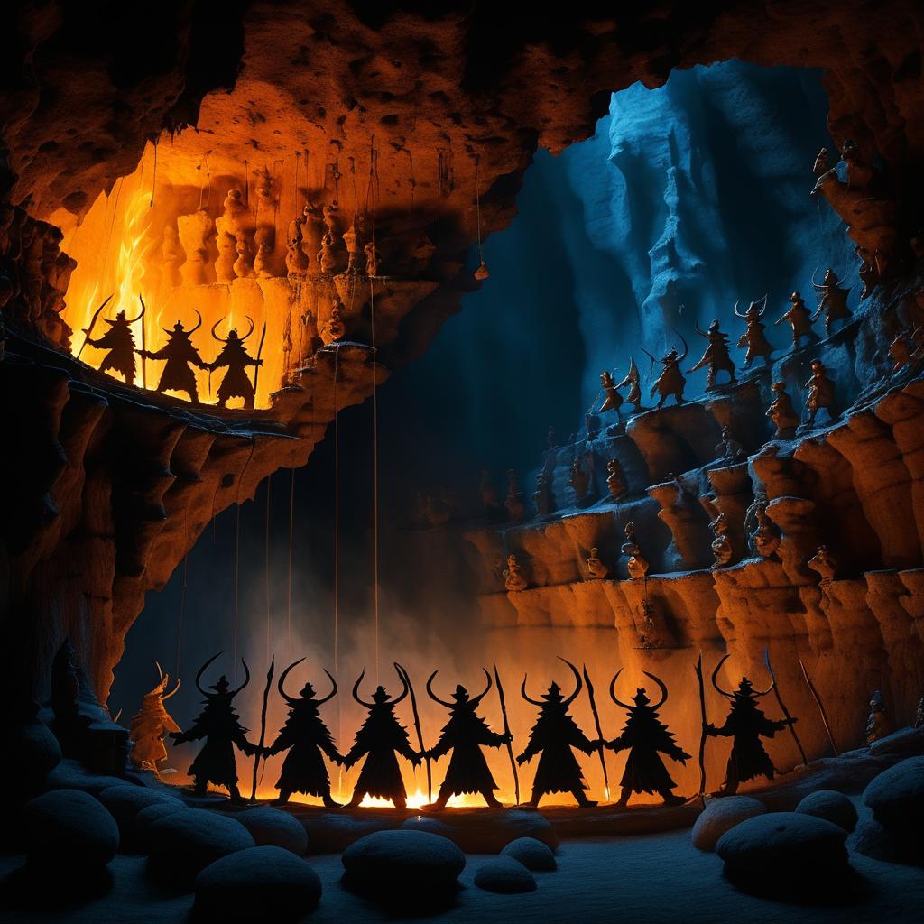 Surreal Cave Shadows with Puppeteers