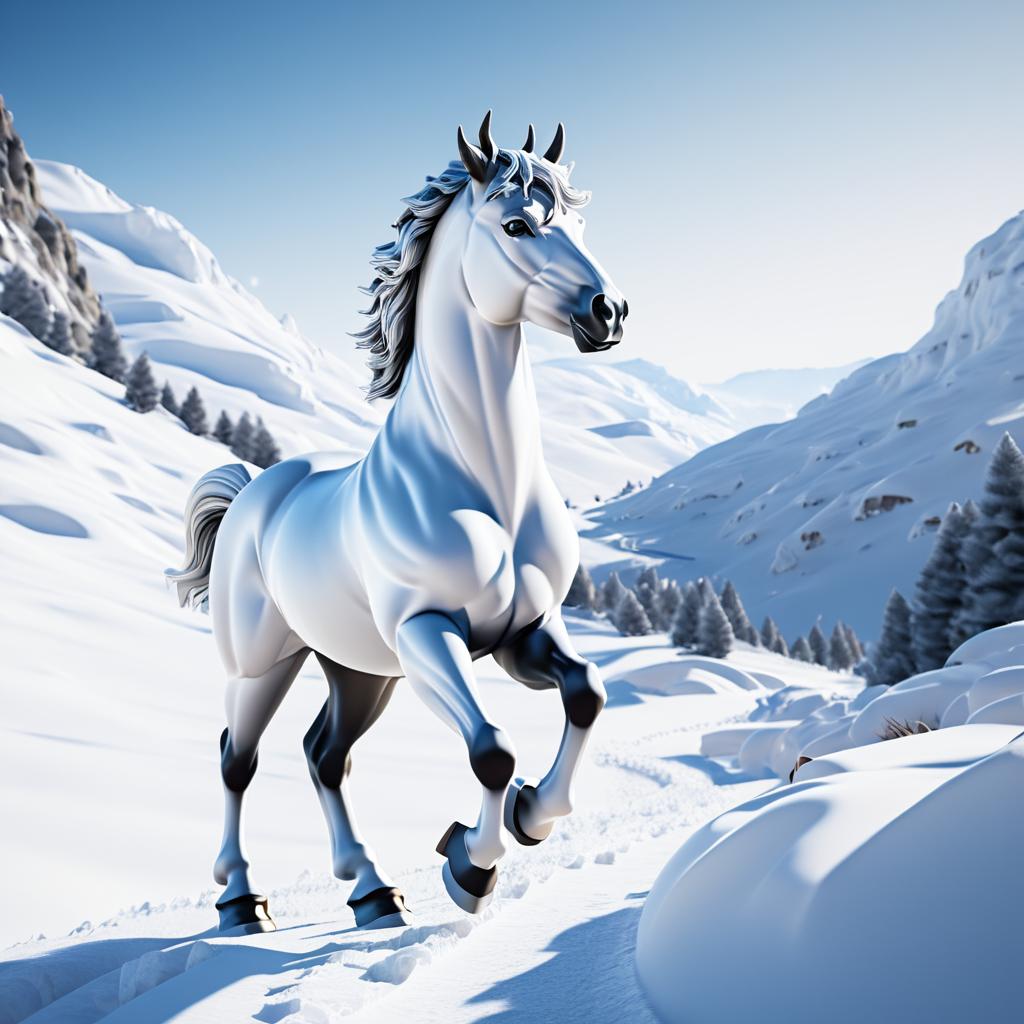 Ultra-Realistic Snow Centaur in Mountains