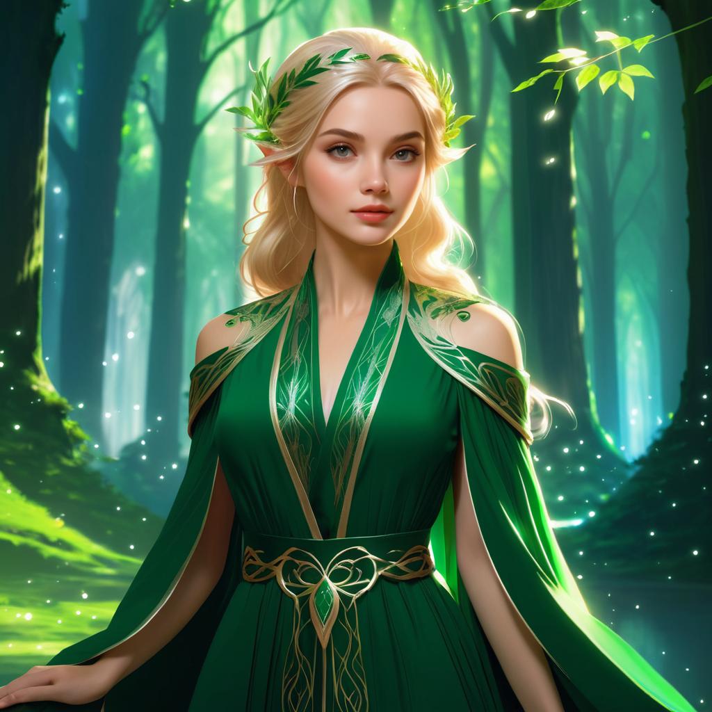 Elegant Elf Portrait in Enchanted Forest