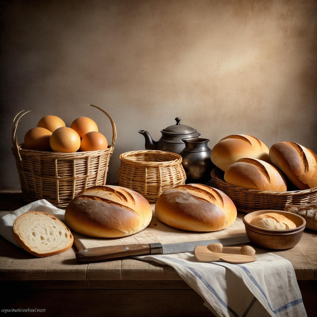 Photorealistic Still Life of Fresh Bread