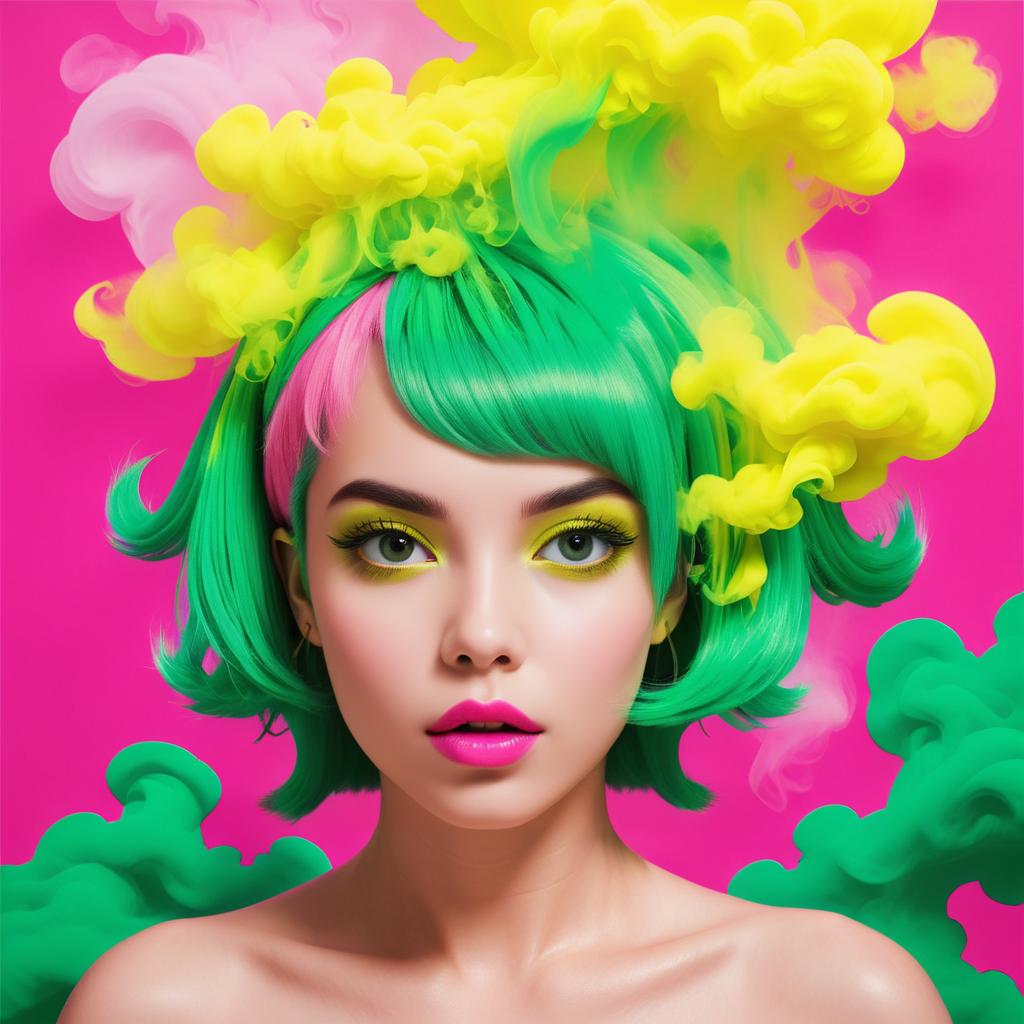 Vibrant Pop Art Girl with Green Hair