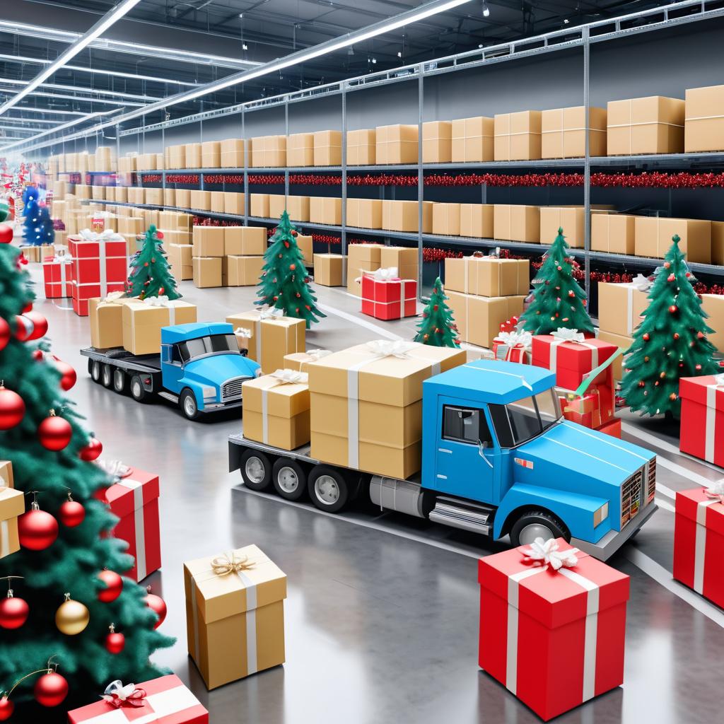 Robots Packing Holiday Gifts for Delivery