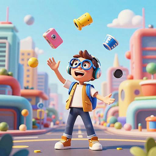 Playful AI Characters in Futuristic City