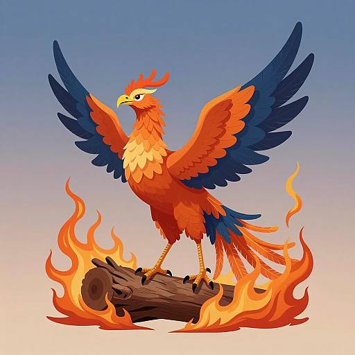 Majestic Phoenix in Fiery Dusk