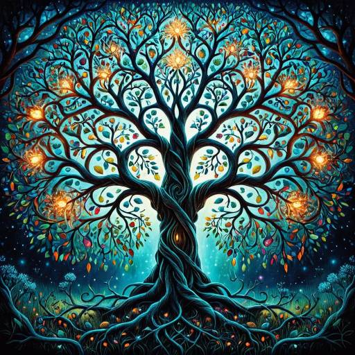 Surreal Tree of Life with Glowing Buds Surreal Tree of Life with Glowing Buds