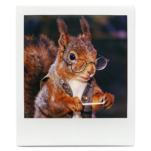 Portrait of Red Squirrel in Vintage Style