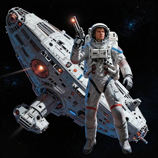 Handsome Astronaut on Ancient Spaceship