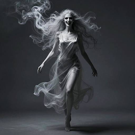 Silky Phantom Amidst Curling Smoke