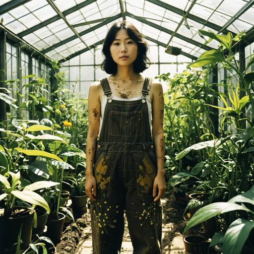 Surreal Botanist in Lush Greenhouse