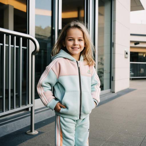 Smiling Girl in Pastel Tracksuit Outdoors