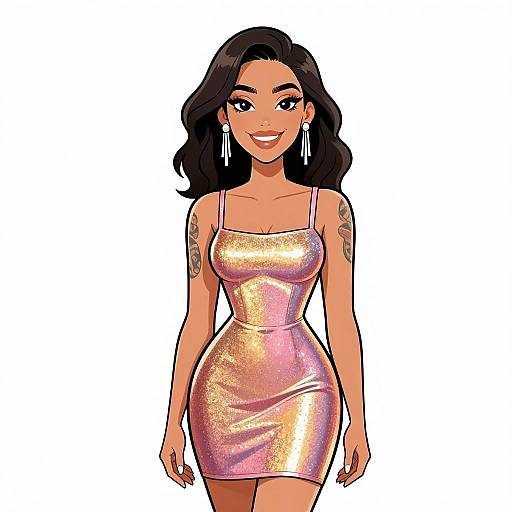 Glamorous Woman in Metallic Mini Dress