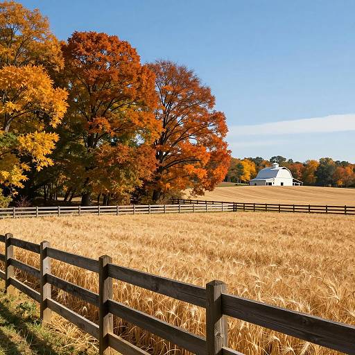 Scenic Autumn Countryside with Wheat Field