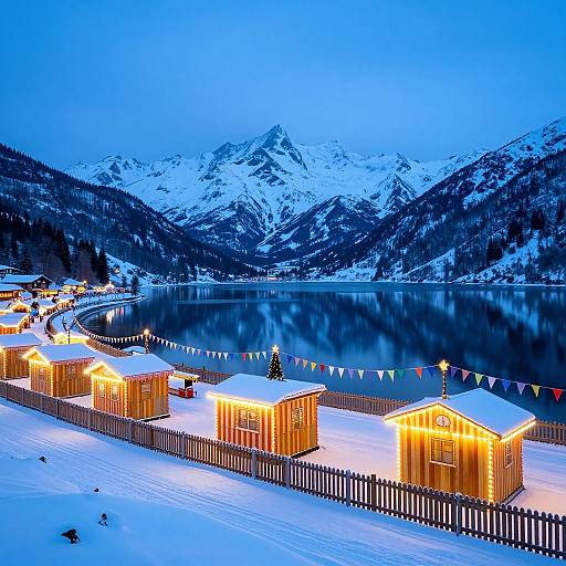 Snowy Winter Carnival by Mountain Lake