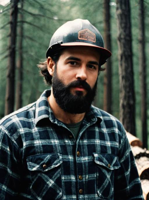 Bearded Lumberjack in Forest