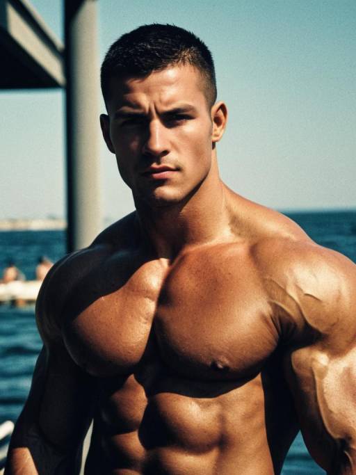 Muscular Male in Summer Attire Pose