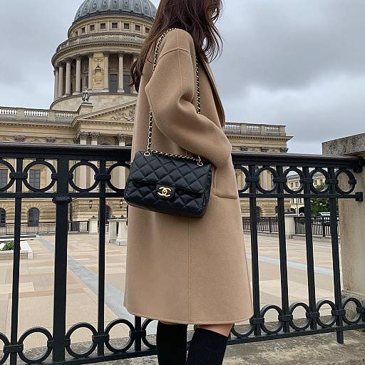 Chic Woman in Profile by Classic Architecture