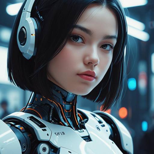 Elegant Cyberpunk Portrait of Robot Girl