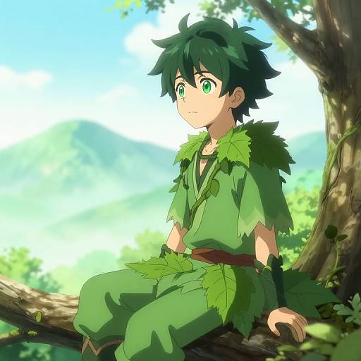Serene Green Anime Nature Spirit