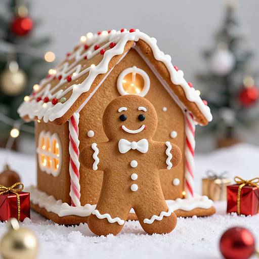 Festive Gingerbread Man and Candy House