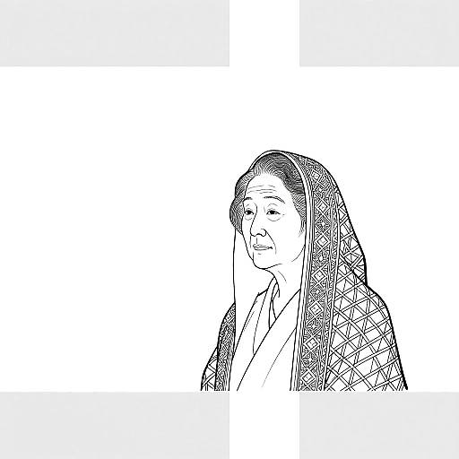 Minimalist Elderly Woman Line Portrait