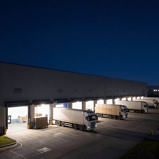 Nighttime Logistics Warehouse Scene