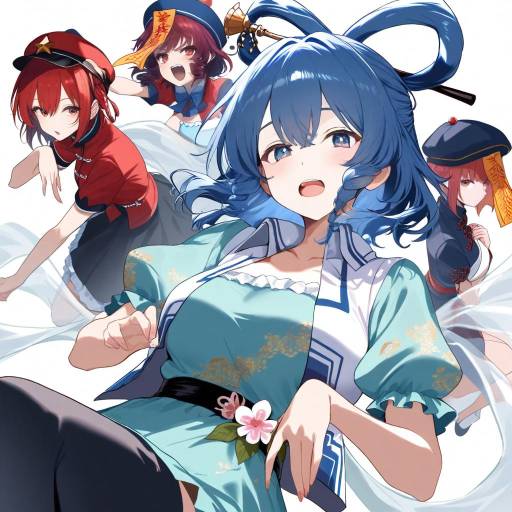 Girls in Star Hats with Jiangshi Style