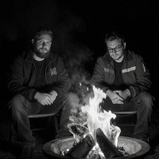 Campfire Companions: A Monochrome Moment