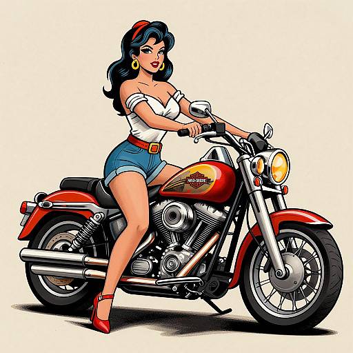 Retro Pinup on Harley-Davidson Tattoo