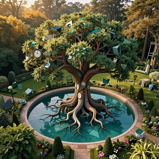 Surreal Tree Dreamscape with Cubist Twist