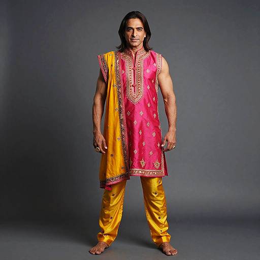 Vibrant Festival Portrait of Muscular Man