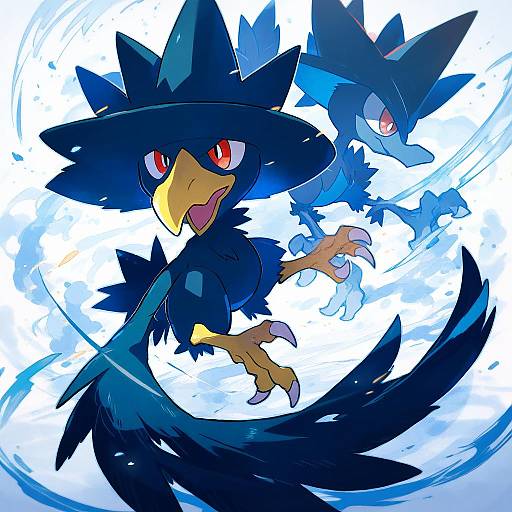 Illustration of Murkrow, pokemon in the style of Momiji mao