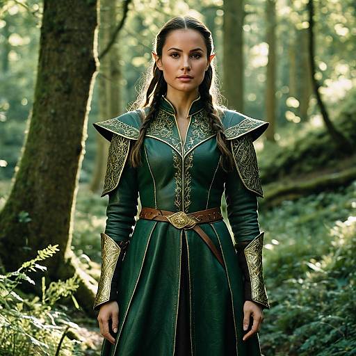 Elven Warrior in Forest Green Tunic