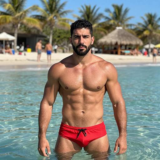 Muscular Man in Clear Blue Water