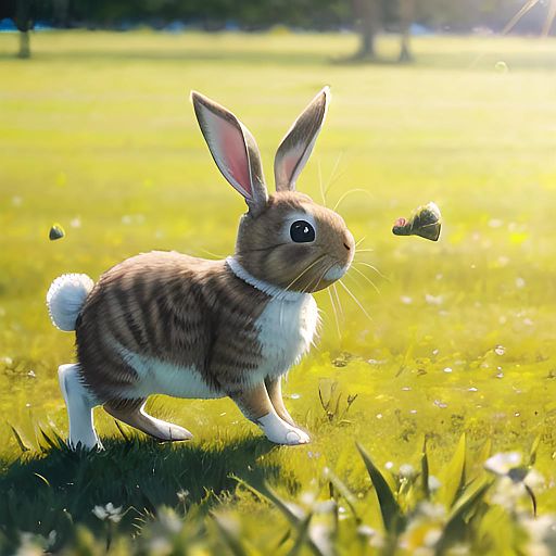 Happy Bunny Jumping in Grass