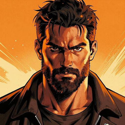 Bold Comic Portrait of Rugged Man