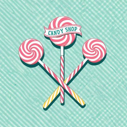 Vintage Candy Shop Logo with Lollipops