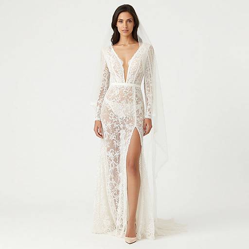 Elegant Bride in Sheer Lace Dress