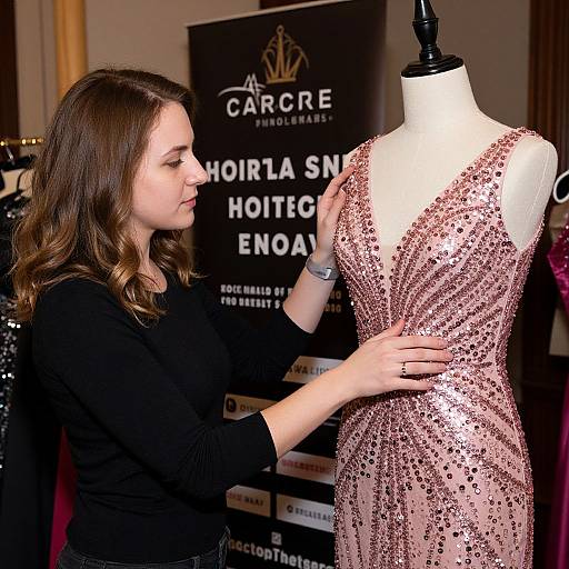 Festive Pink Sequined Dress Showcase