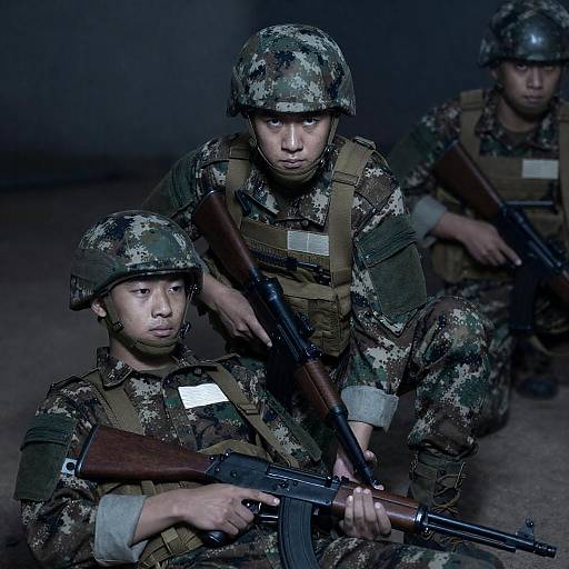 Kneeling Soldier Over Wounded Comrade